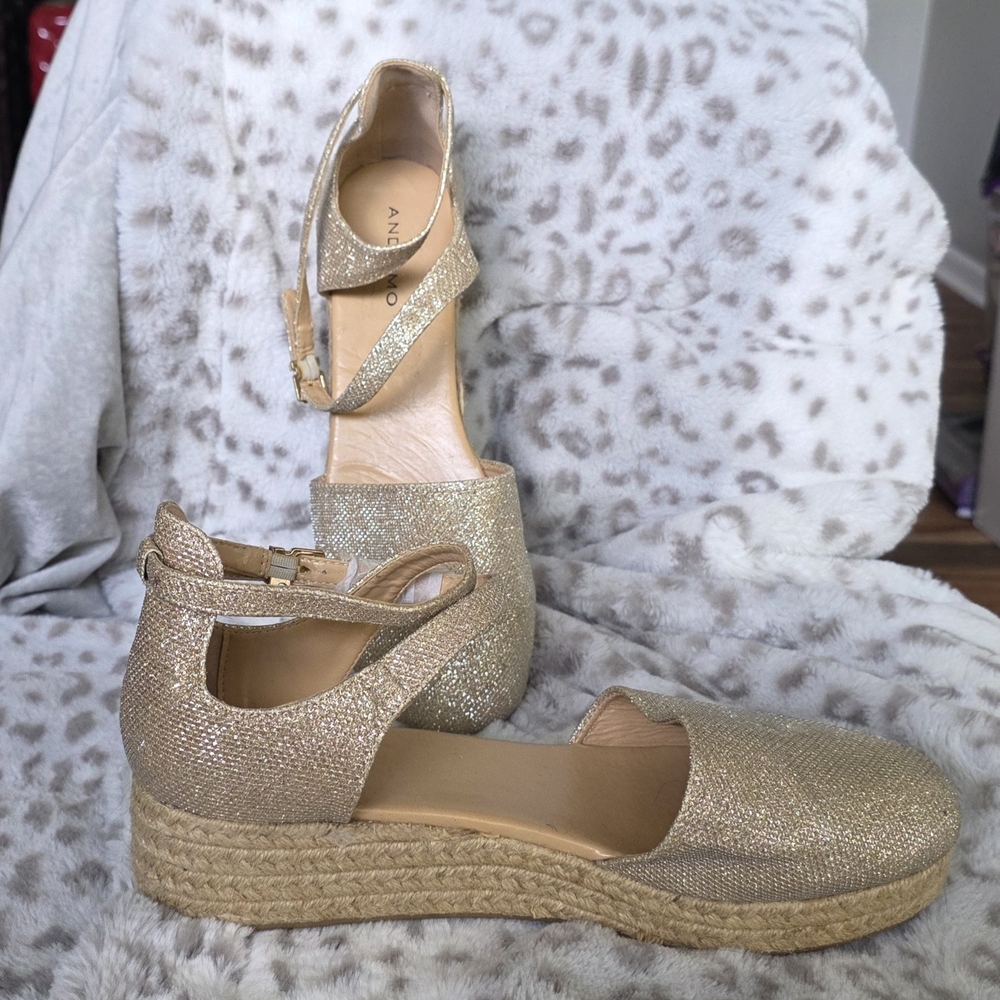 Gold Espadrille Wedge Sandals